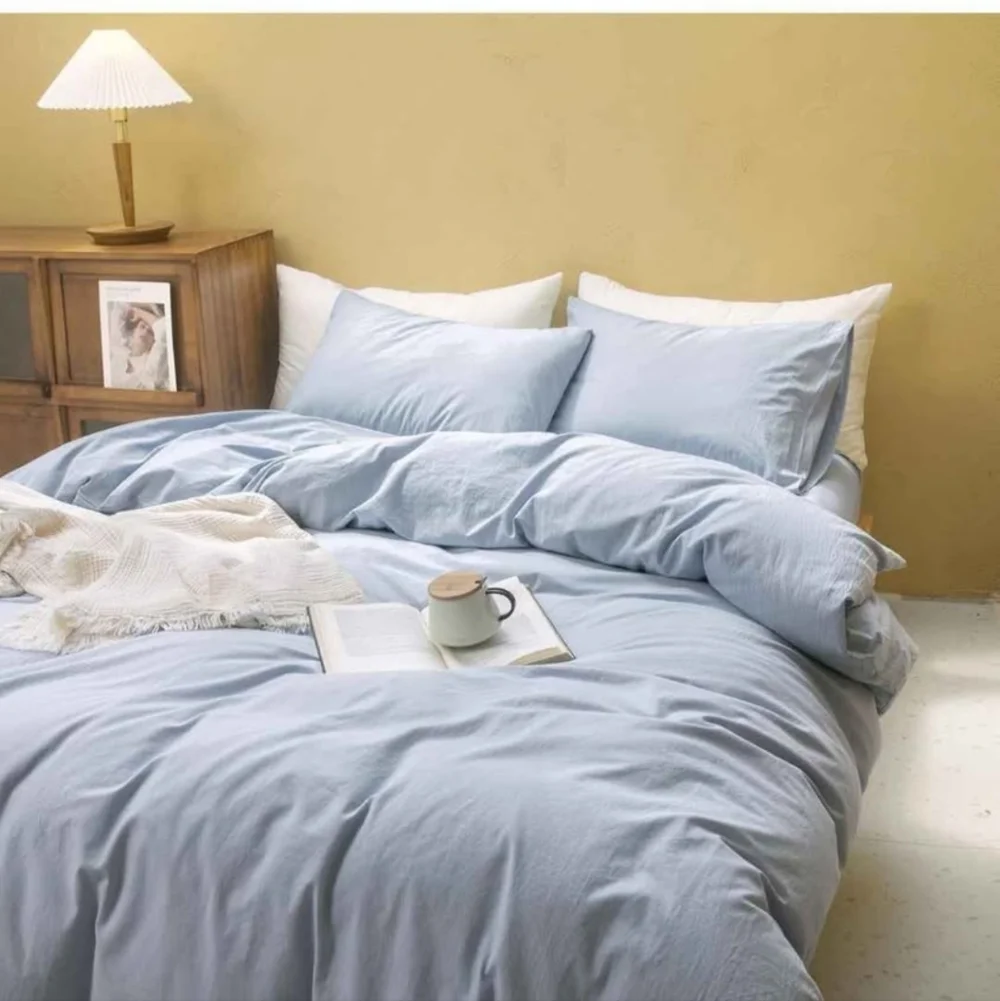 FOSSA Duvet Cover Set 100% Washed Cotton Linen Feel Super Soft Breathable Cozy 3